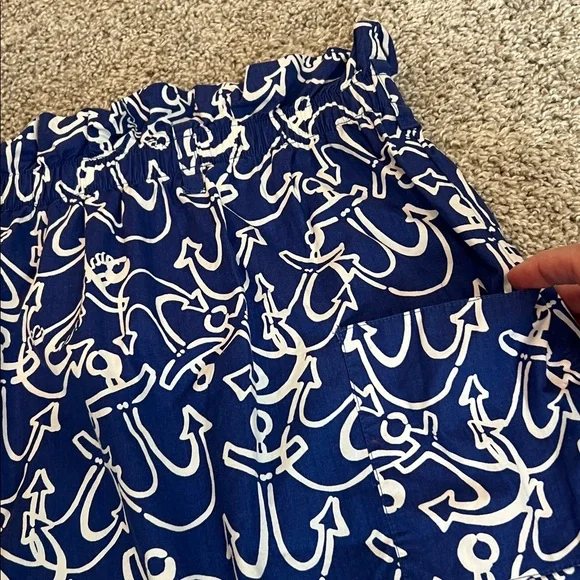 Lilly Pulitzer Blue Anchor Skirt Small Elastic Waist Pockets Coastal Nautical - Picture 12 of 16